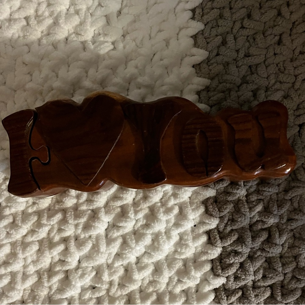 Wooden 'I Love You' Decorative Trinket Box Puzzle Piece